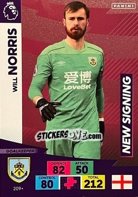 Sticker Will Norris - English Premier League 2020-2021. Adrenalyn XL n. PL-209 - Panini
