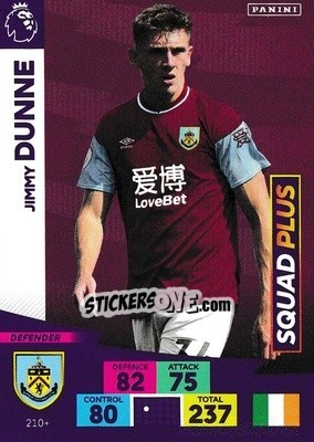 Sticker Jimmy Dunne - English Premier League 2020-2021. Adrenalyn XL n. PL-210 - Panini