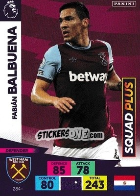 Sticker Fabián Balbuena - English Premier League 2020-2021. Adrenalyn XL n. PL-284 - Panini