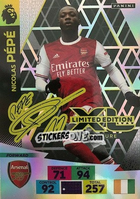 Cromo Nicolas Pépé - English Premier League 2020-2021. Adrenalyn XL - Panini