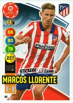 Sticker Marcos Llorente - Liga Santander 2020-2021. Adrenalyn XL n. 49 - Panini