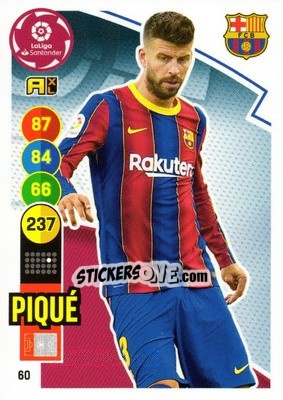 Sticker Piqué - Liga Santander 2020-2021. Adrenalyn XL n. 60 - Panini