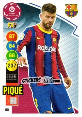 Cromo Piqué - Liga Santander 2020-2021. Adrenalyn XL - Panini