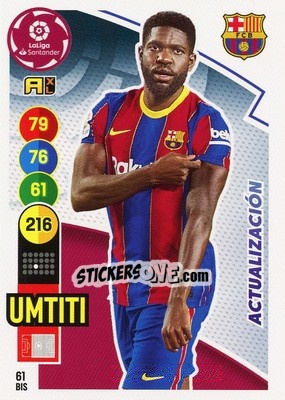 Sticker Umtiti - Liga Santander 2020-2021. Adrenalyn XL n. 61bis - Panini