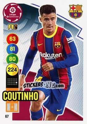 Sticker Coutinho - Liga Santander 2020-2021. Adrenalyn XL n. 67 - Panini