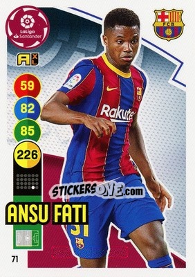 Sticker Ansu Fati - Liga Santander 2020-2021. Adrenalyn XL n. 71 - Panini