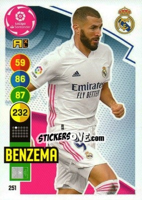 Sticker Benzema - Liga Santander 2020-2021. Adrenalyn XL n. 251 - Panini