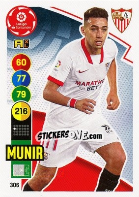 Sticker Munir - Liga Santander 2020-2021. Adrenalyn XL n. 306 - Panini