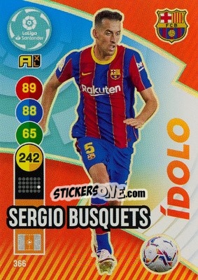 Sticker Sergio Busquets - Liga Santander 2020-2021. Adrenalyn XL n. 366 - Panini