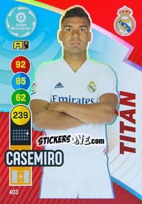 Sticker Casemiro - Liga Santander 2020-2021. Adrenalyn XL n. 403 - Panini