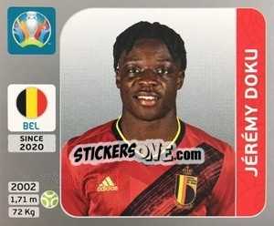 Sticker Jérémy Doku - UEFA Euro 2020. Pearl Edition n. 139 - Panini