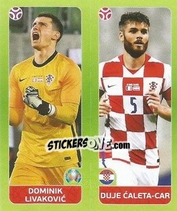 Sticker Dominik Livakovic / Duje Caleta-Car - UEFA Euro 2020. Pearl Edition n. 368 - Panini