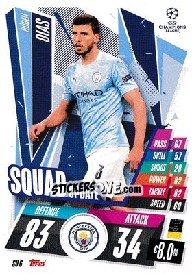 Sticker Rúben Dias - UEFA Champions League 2020-2021. Match Attax Extra n. SU6 - Panini