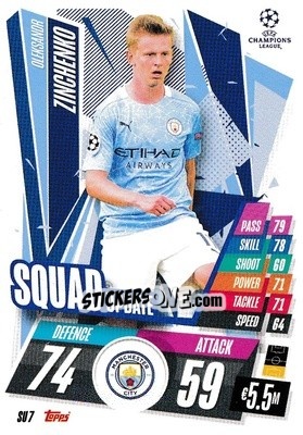 Sticker Oleksandr Zinchenko - UEFA Champions League 2020-2021. Match Attax Extra n. SU7 - Panini