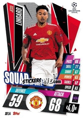 Sticker Jesse Lingard - UEFA Champions League 2020-2021. Match Attax Extra n. SU14 - Panini