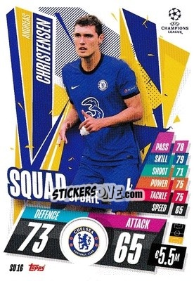 Sticker Andreas Christensen - UEFA Champions League 2020-2021. Match Attax Extra n. SU16 - Panini