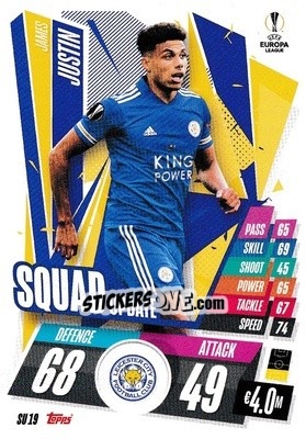 Sticker James Justin - UEFA Champions League 2020-2021. Match Attax Extra - Panini