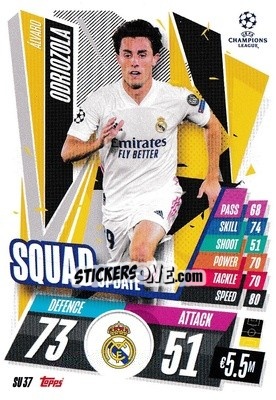 Sticker Álvaro Odriozola - UEFA Champions League 2020-2021. Match Attax Extra n. SU37 - Panini