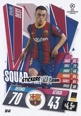 Sticker Sergiño Dest - UEFA Champions League 2020-2021. Match Attax Extra n. SU40 - Panini