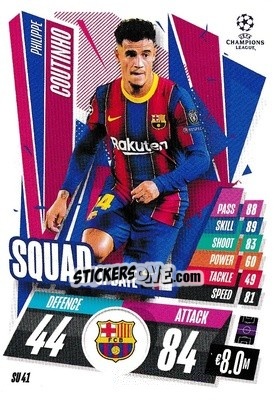 Sticker Philippe Coutinho - UEFA Champions League 2020-2021. Match Attax Extra n. SU41 - Panini