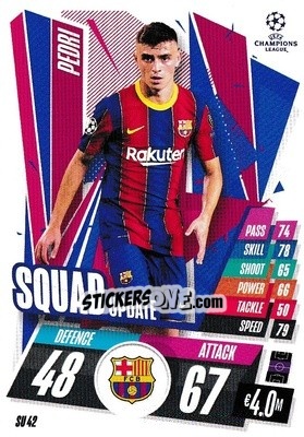 Sticker Pedri - UEFA Champions League 2020-2021. Match Attax Extra - Panini