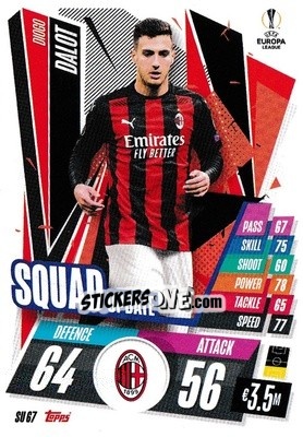 Sticker Diogo Dalot - UEFA Champions League 2020-2021. Match Attax Extra - Panini