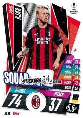 Sticker Simon Kjær - UEFA Champions League 2020-2021. Match Attax Extra n. SU68 - Panini