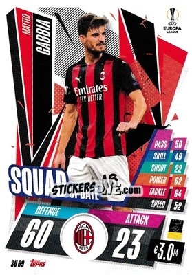 Sticker Matteo Gabbia - UEFA Champions League 2020-2021. Match Attax Extra - Panini