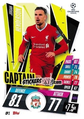 Figurina Jordan Henderson - UEFA Champions League 2020-2021. Match Attax Extra - Panini