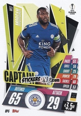 Sticker Wes Morgan - UEFA Champions League 2020-2021. Match Attax Extra n. CP5 - Panini