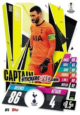 Sticker Hugo Lloris - UEFA Champions League 2020-2021. Match Attax Extra n. CP6 - Panini