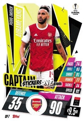 Sticker Pierre-Emerick Aubameyang - UEFA Champions League 2020-2021. Match Attax Extra n. CP7 - Panini
