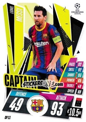 Sticker Lionel Messi - UEFA Champions League 2020-2021. Match Attax Extra n. CP11 - Panini