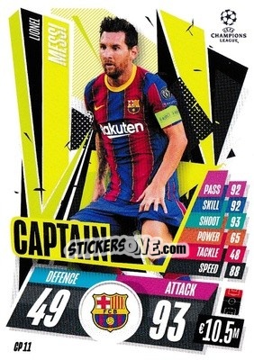 Figurina Lionel Messi - UEFA Champions League 2020-2021. Match Attax Extra - Panini