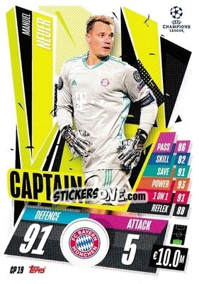 Sticker Manuel Neuer - UEFA Champions League 2020-2021. Match Attax Extra n. CP19 - Panini