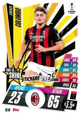 Figurina Lorenzo Colombo - UEFA Champions League 2020-2021. Match Attax Extra - Panini