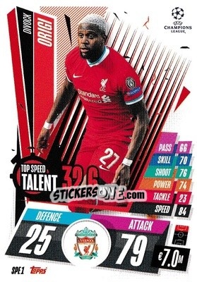 Sticker Divock Origi - UEFA Champions League 2020-2021. Match Attax Extra n. SPE1 - Panini