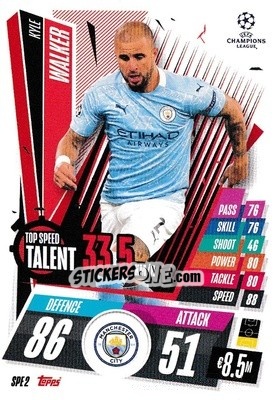 Sticker Kyle Walker - UEFA Champions League 2020-2021. Match Attax Extra n. SPE2 - Panini