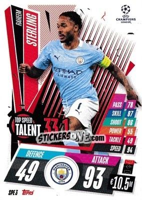 Sticker Raheem Sterling - UEFA Champions League 2020-2021. Match Attax Extra n. SPE3 - Panini