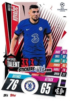 Figurina Mateo Kovacic - UEFA Champions League 2020-2021. Match Attax Extra - Panini