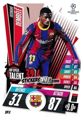 Sticker Ousmane Dembelé - UEFA Champions League 2020-2021. Match Attax Extra n. SPE9 - Panini