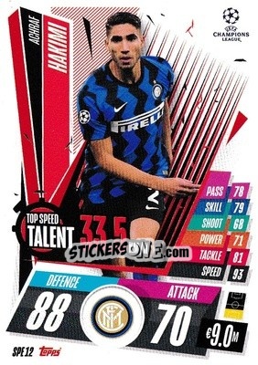 Sticker Achraf Hakimi - UEFA Champions League 2020-2021. Match Attax Extra n. SPE12 - Panini