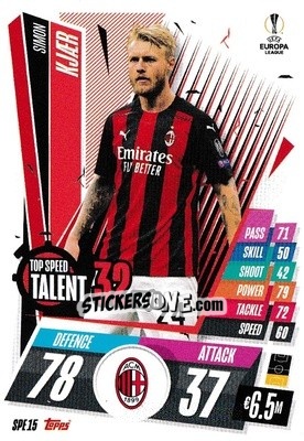 Sticker Simon Kjær - UEFA Champions League 2020-2021. Match Attax Extra n. SPE15 - Panini