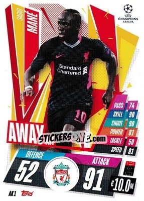 Sticker Sadio Mané - UEFA Champions League 2020-2021. Match Attax Extra - Panini