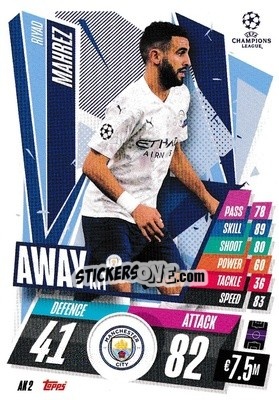 Sticker Ryad Mahrez - UEFA Champions League 2020-2021. Match Attax Extra n. AK2 - Panini