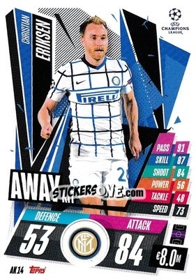 Sticker Christian Eriksen - UEFA Champions League 2020-2021. Match Attax Extra n. AK14 - Panini