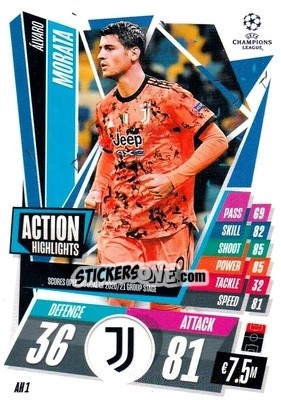 Sticker Álvaro Morata - UEFA Champions League 2020-2021. Match Attax Extra n. AH1 - Panini
