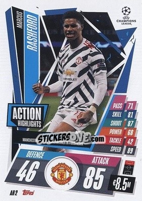 Sticker Marcus Rashford - UEFA Champions League 2020-2021. Match Attax Extra n. AH2 - Panini
