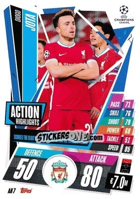 Sticker Diogo Jota - UEFA Champions League 2020-2021. Match Attax Extra n. AH7 - Panini