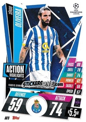 Sticker Sérgio Oliveira - UEFA Champions League 2020-2021. Match Attax Extra n. AH9 - Panini
